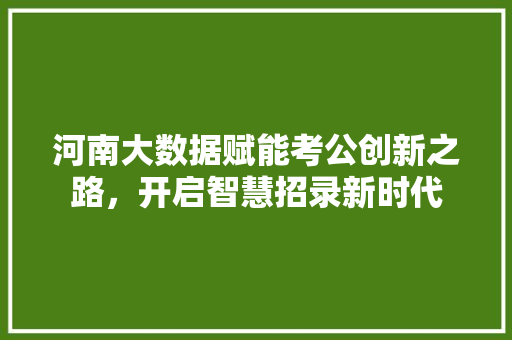 河南大数据赋能考公创新之路,开启智慧招录新时代 电脑配置 河南大数据赋能考公创新之路,开启智慧招录新时代 电脑配置