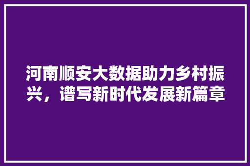 河南顺安大数据助力乡村振兴，谱写新时代发展新篇章