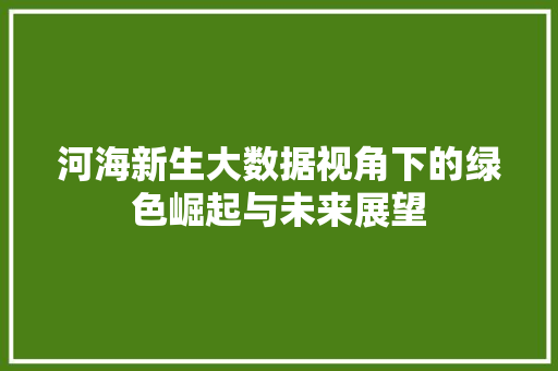 河海新生大数据视角下的绿色崛起与未来展望