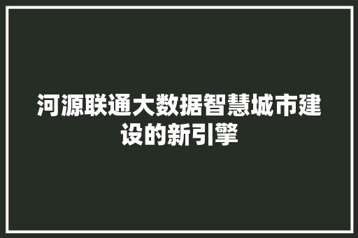 河源联通大数据智慧城市建设的新引擎