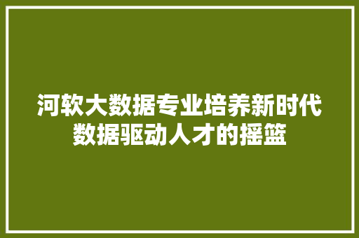 河软大数据专业培养新时代数据驱动人才的摇篮