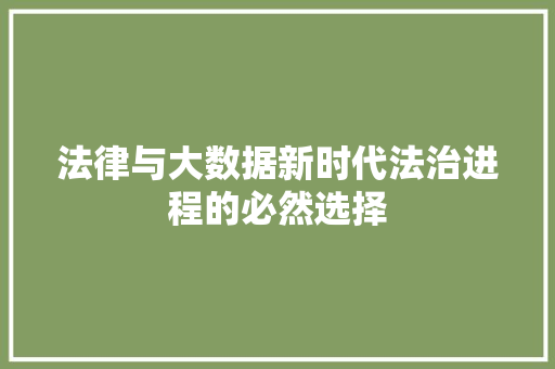 法律与大数据新时代法治进程的必然选择