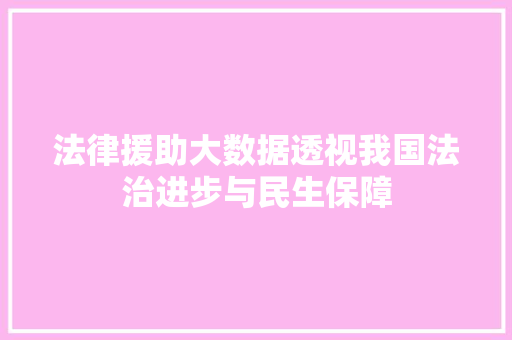 法律援助大数据透视我国法治进步与民生保障