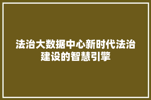 法治大数据中心新时代法治建设的智慧引擎