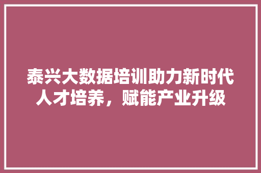 泰兴大数据培训助力新时代人才培养，赋能产业升级
