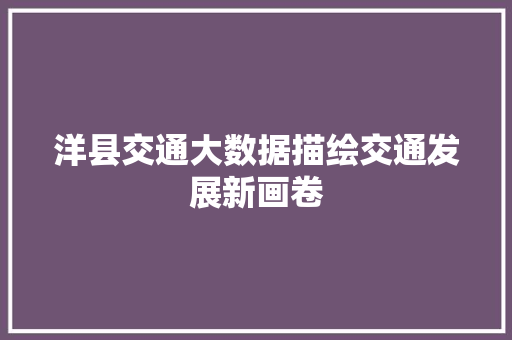 洋县交通大数据描绘交通发展新画卷