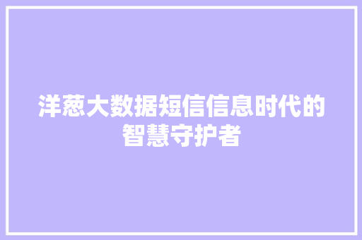 洋葱大数据短信信息时代的智慧守护者 网络技术