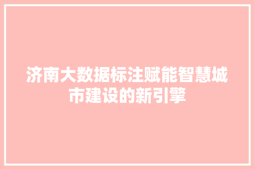 济南大数据标注赋能智慧城市建设的新引擎
