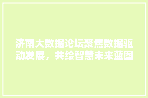 济南大数据论坛聚焦数据驱动发展，共绘智慧未来蓝图