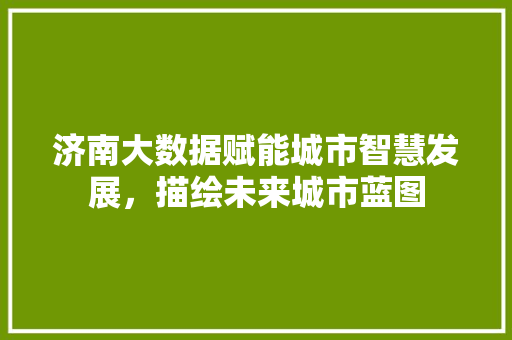 济南大数据赋能城市智慧发展，描绘未来城市蓝图