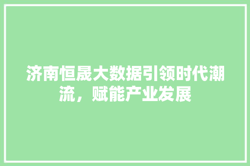 济南恒晟大数据引领时代潮流,赋能产业发展 济南恒晟大数据引领时代潮流,赋能产业发展