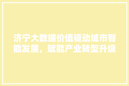 济宁大数据价值驱动城市智能发展，赋能产业转型升级