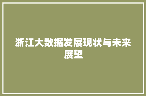 浙江大数据发展现状与未来展望