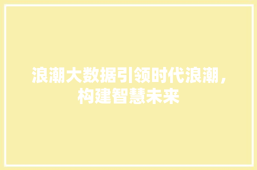 浪潮大数据引领时代浪潮，构建智慧未来