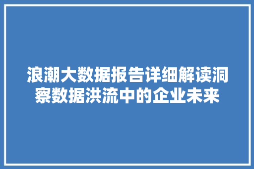 浪潮大数据报告详细解读洞察数据洪流中的企业未来