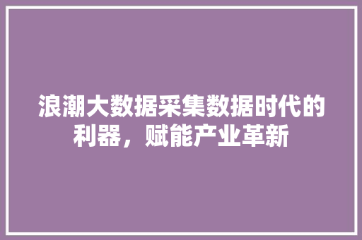 浪潮大数据采集数据时代的利器，赋能产业革新