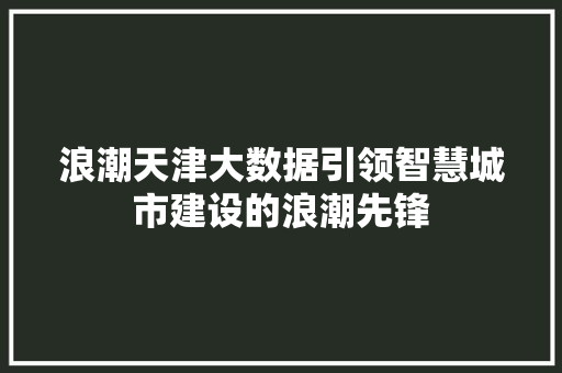 浪潮天津大数据引领智慧城市建设的浪潮先锋