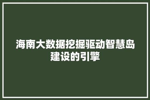 海南大数据挖掘驱动智慧岛建设的引擎 海南大数据挖掘驱动智慧岛建设的引擎