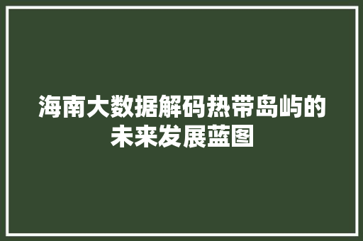 海南大数据解码热带岛屿的未来发展蓝图 海南大数据解码热带岛屿的未来发展蓝图