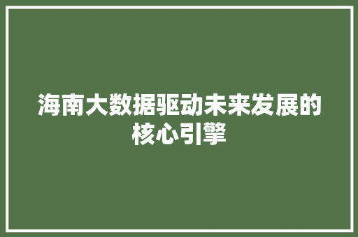 海南大数据驱动未来发展的核心引擎 海南大数据驱动未来发展的核心引擎