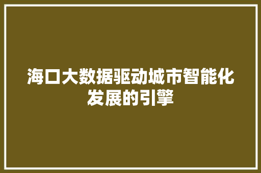 海口大数据驱动城市智能化发展的引擎