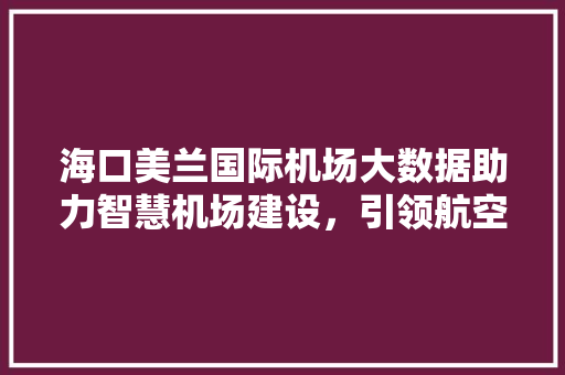 海口美兰国际机场大数据助力智慧机场建设,引领航空出行新体验 网络技术 海口美兰国际机场大数据助力智慧机场建设,引领航空出行新体验 网络技术
