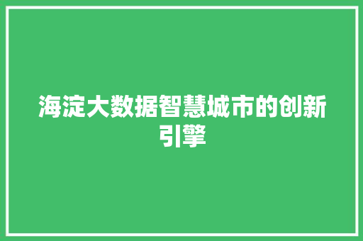 海淀大数据智慧城市的创新引擎