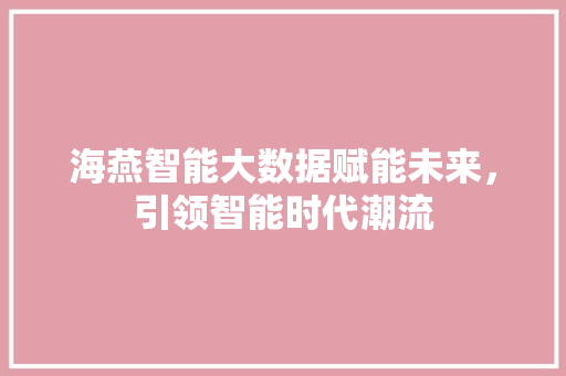 海燕智能大数据赋能未来，引领智能时代潮流
