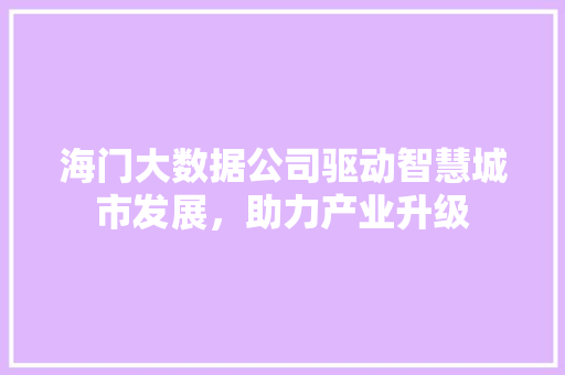 海门大数据公司驱动智慧城市发展，助力产业升级