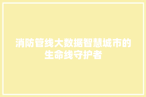 消防管线大数据智慧城市的生命线守护者