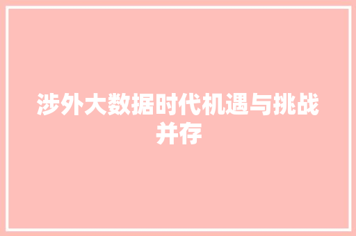 涉外大数据时代机遇与挑战并存