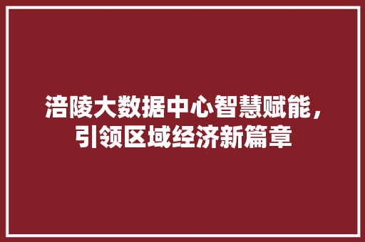 涪陵大数据中心智慧赋能，引领区域经济新篇章