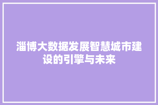 淄博大数据发展智慧城市建设的引擎与未来