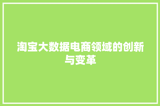淘宝大数据电商领域的创新与变革