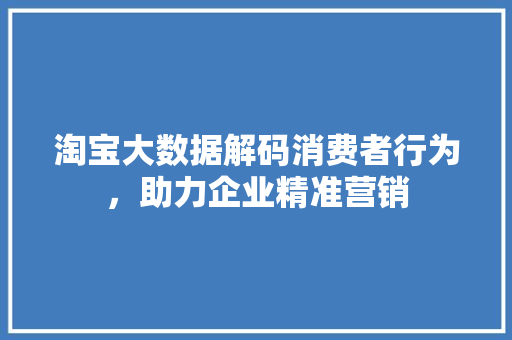 淘宝大数据解码消费者行为，助力企业精准营销