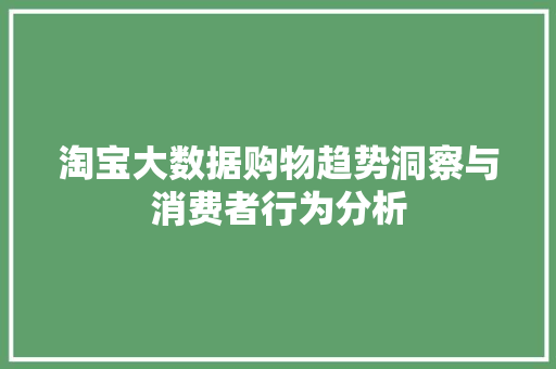 淘宝大数据购物趋势洞察与消费者行为分析