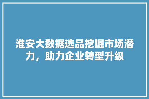 淮安大数据选品挖掘市场潜力，助力企业转型升级 电脑配置