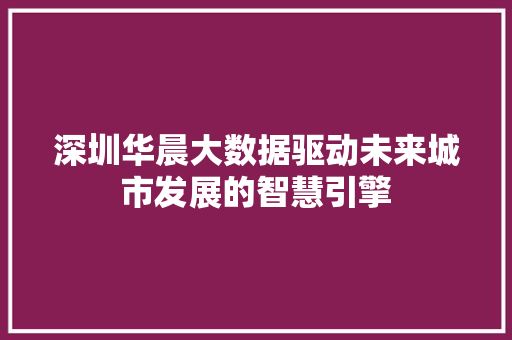 深圳华晨大数据驱动未来城市发展的智慧引擎