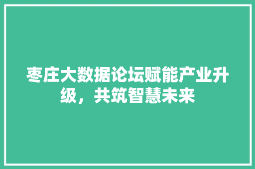 枣庄大数据论坛赋能产业升级，共筑智慧未来