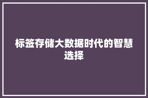 标签存储大数据时代的智慧选择 标签存储大数据时代的智慧选择
