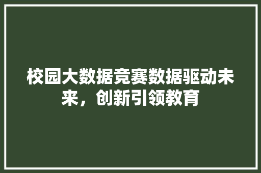 校园大数据竞赛数据驱动未来，创新引领教育
