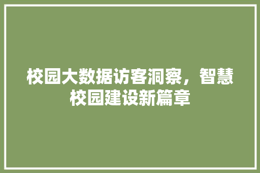 校园大数据访客洞察，智慧校园建设新篇章