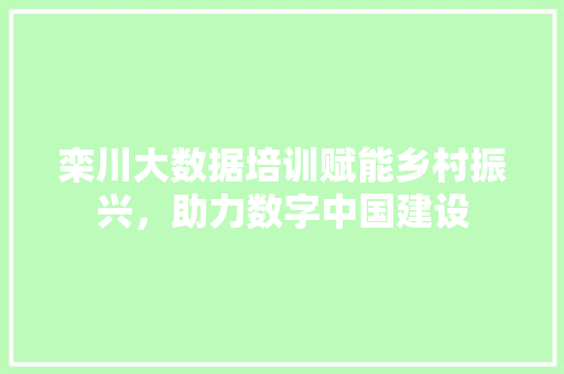 栾川大数据培训赋能乡村振兴，助力数字中国建设