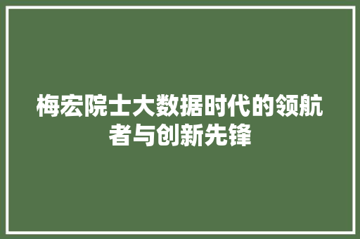 梅宏院士大数据时代的领航者与创新先锋 梅宏院士大数据时代的领航者与创新先锋