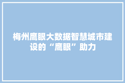梅州鹰眼大数据智慧城市建设的“鹰眼”助力 梅州鹰眼大数据智慧城市建设的“鹰眼”助力