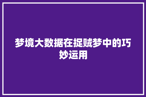 梦境大数据在捉贼梦中的巧妙运用 梦境大数据在捉贼梦中的巧妙运用