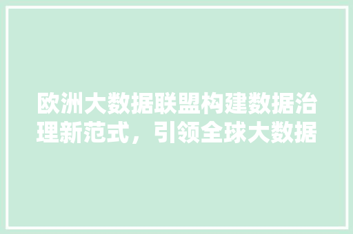 欧洲大数据联盟构建数据治理新范式，引领全球大数据发展