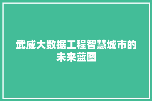 武威大数据工程智慧城市的未来蓝图