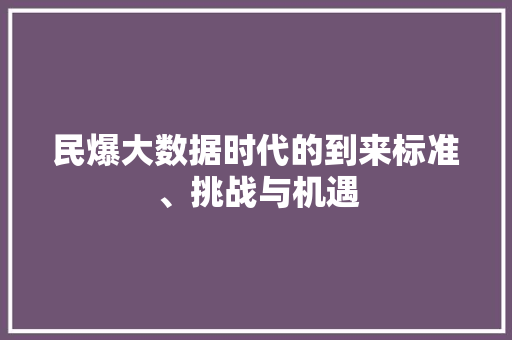 民爆大数据时代的到来标准、挑战与机遇