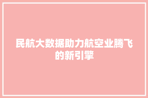 民航大数据助力航空业腾飞的新引擎 民航大数据助力航空业腾飞的新引擎